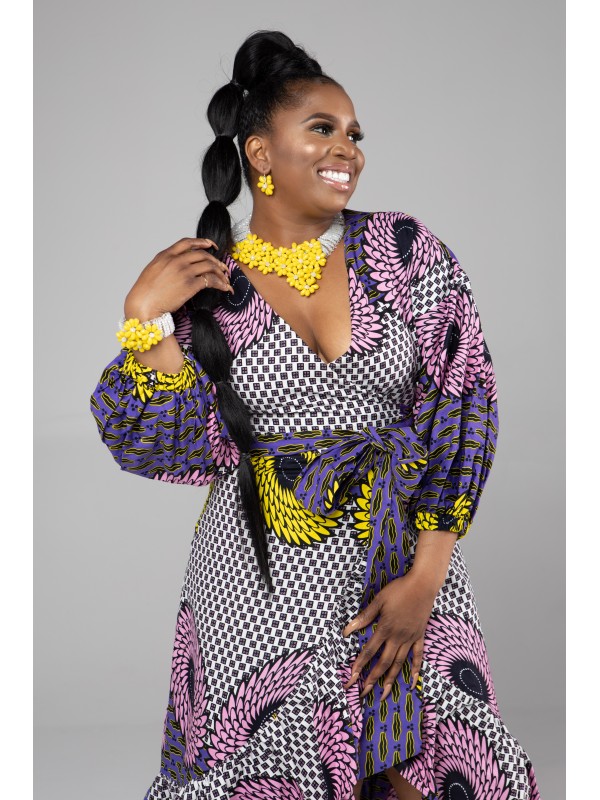 ADAOMA AFRICAN PRINT WRAP DRESS